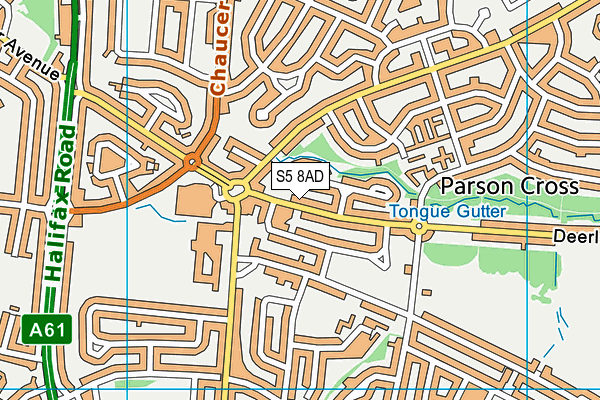 S5 8AD map - OS VectorMap District (Ordnance Survey)
