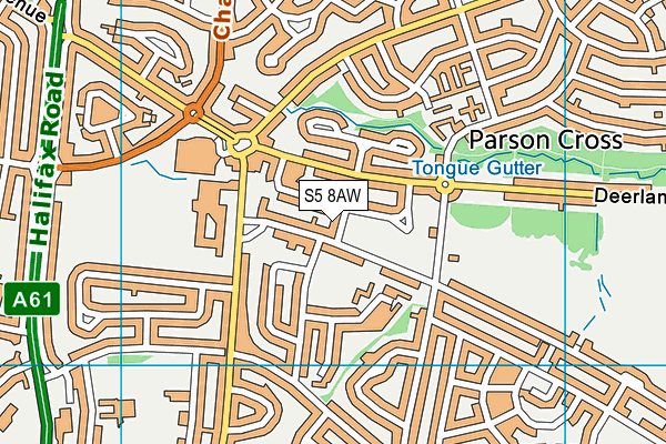 S5 8AW map - OS VectorMap District (Ordnance Survey)