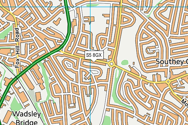 S5 8GX map - OS VectorMap District (Ordnance Survey)