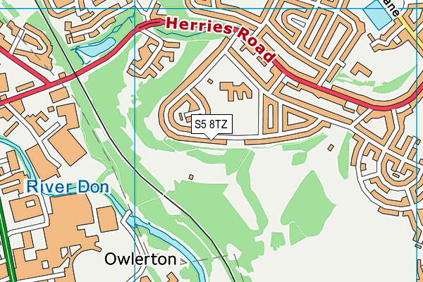 S5 8TZ map - OS VectorMap District (Ordnance Survey)