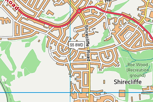 S5 8WD map - OS VectorMap District (Ordnance Survey)