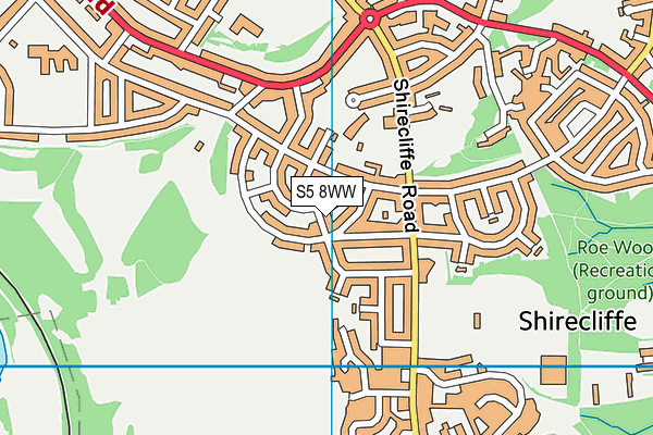 S5 8WW map - OS VectorMap District (Ordnance Survey)