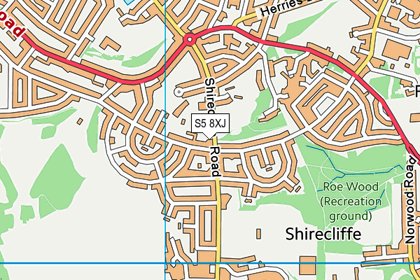 S5 8XJ map - OS VectorMap District (Ordnance Survey)