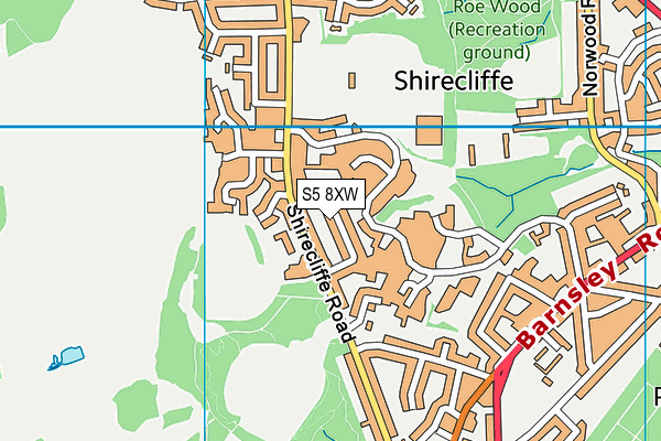 S5 8XW map - OS VectorMap District (Ordnance Survey)