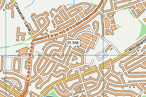 S5 9AB map - OS VectorMap District (Ordnance Survey)