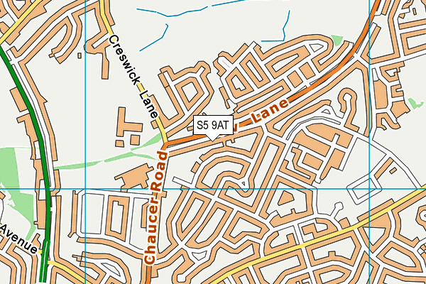 S5 9AT map - OS VectorMap District (Ordnance Survey)