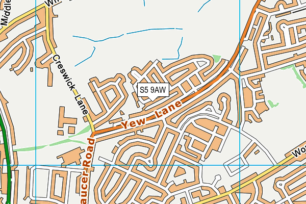 S5 9AW map - OS VectorMap District (Ordnance Survey)