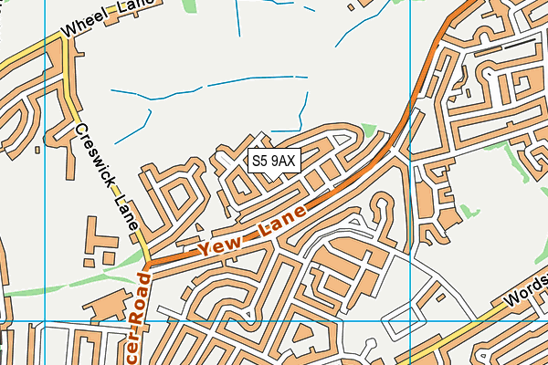 S5 9AX map - OS VectorMap District (Ordnance Survey)