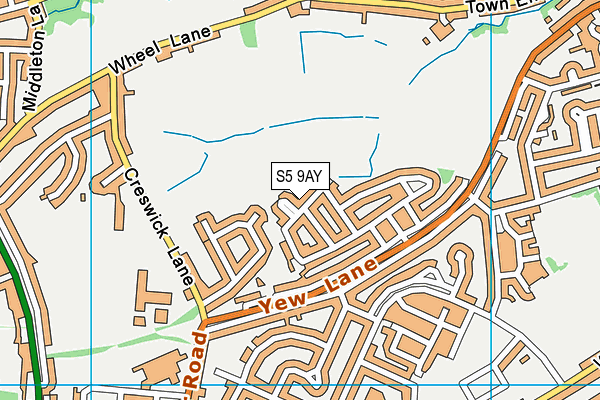 S5 9AY map - OS VectorMap District (Ordnance Survey)