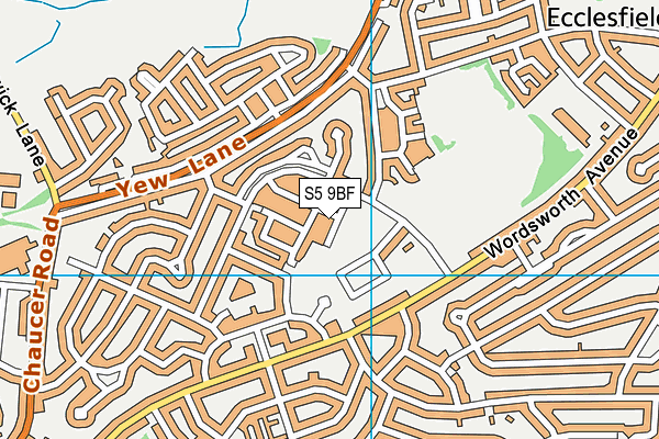 S5 9BF map - OS VectorMap District (Ordnance Survey)