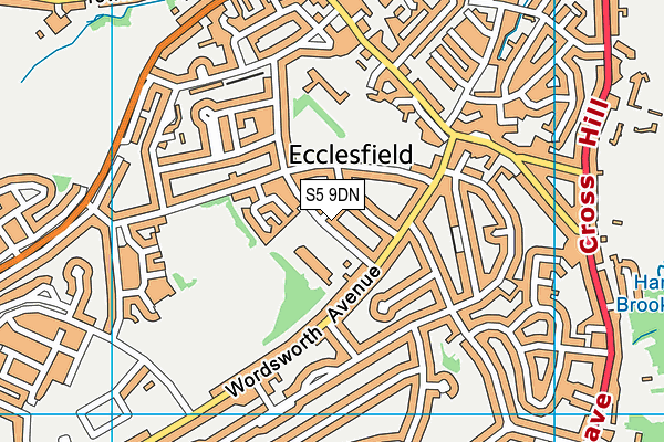 S5 9DN map - OS VectorMap District (Ordnance Survey)