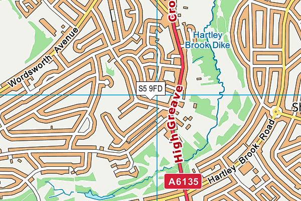 S5 9FD map - OS VectorMap District (Ordnance Survey)