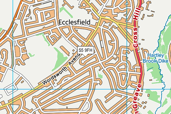 S5 9FH map - OS VectorMap District (Ordnance Survey)