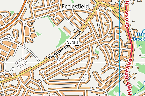 S5 9FJ map - OS VectorMap District (Ordnance Survey)