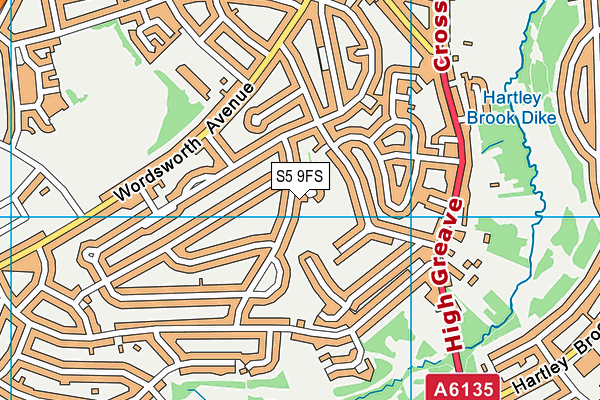 S5 9FS map - OS VectorMap District (Ordnance Survey)