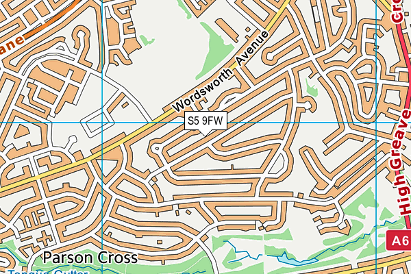 S5 9FW map - OS VectorMap District (Ordnance Survey)