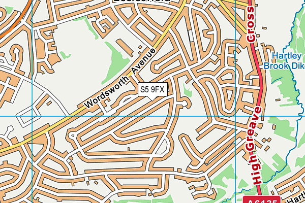 S5 9FX map - OS VectorMap District (Ordnance Survey)