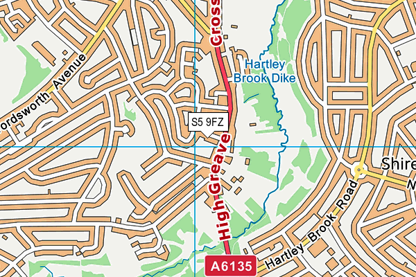 S5 9FZ map - OS VectorMap District (Ordnance Survey)