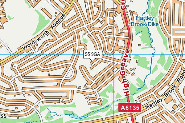 S5 9GA map - OS VectorMap District (Ordnance Survey)