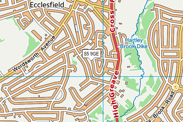 S5 9GE map - OS VectorMap District (Ordnance Survey)