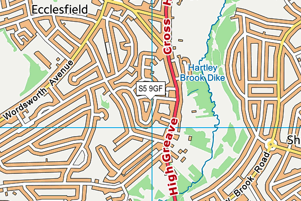 S5 9GF map - OS VectorMap District (Ordnance Survey)