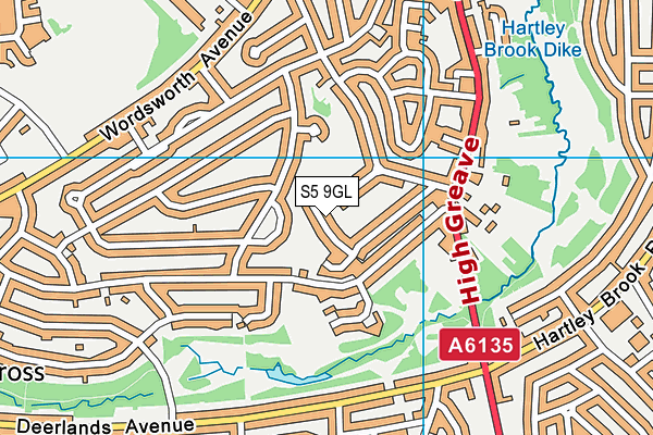 S5 9GL map - OS VectorMap District (Ordnance Survey)