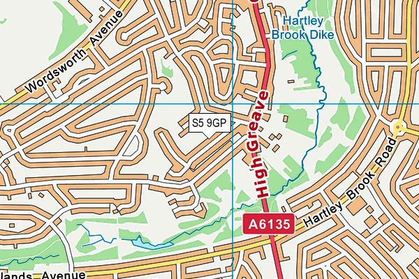 S5 9GP map - OS VectorMap District (Ordnance Survey)