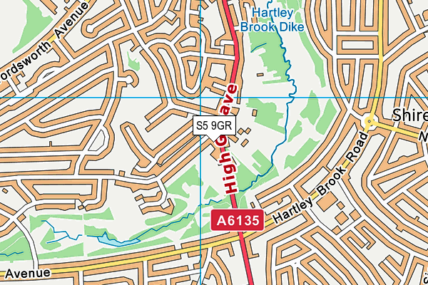 S5 9GR map - OS VectorMap District (Ordnance Survey)