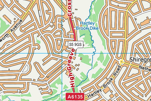 S5 9GS map - OS VectorMap District (Ordnance Survey)