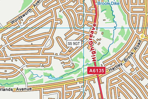 S5 9GT map - OS VectorMap District (Ordnance Survey)