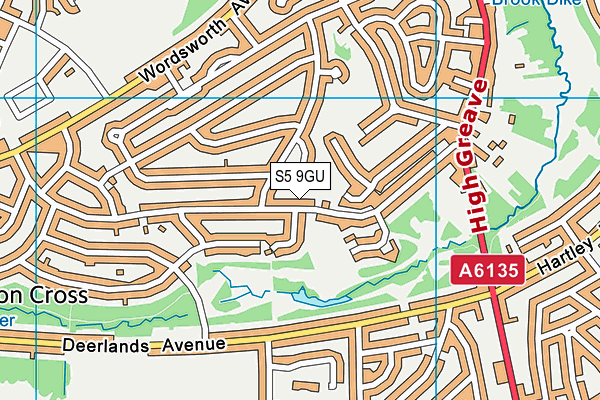 S5 9GU map - OS VectorMap District (Ordnance Survey)