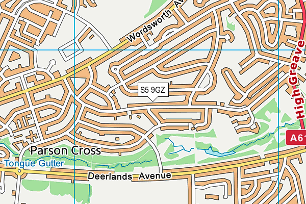 S5 9GZ map - OS VectorMap District (Ordnance Survey)