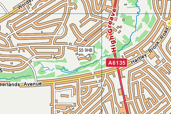 S5 9HB map - OS VectorMap District (Ordnance Survey)