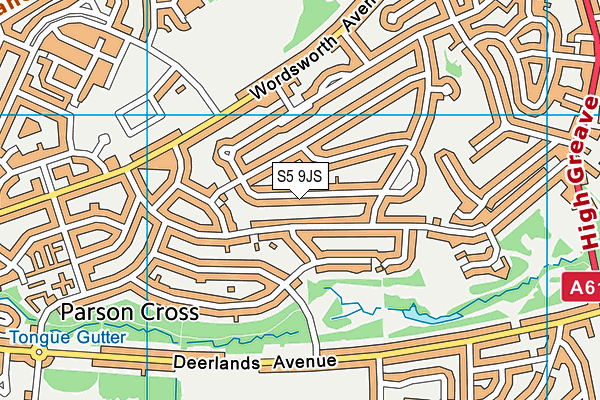 S5 9JS map - OS VectorMap District (Ordnance Survey)