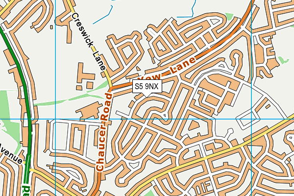 S5 9NX map - OS VectorMap District (Ordnance Survey)