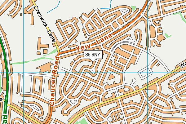 S5 9NY map - OS VectorMap District (Ordnance Survey)