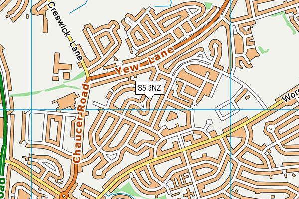 S5 9NZ map - OS VectorMap District (Ordnance Survey)