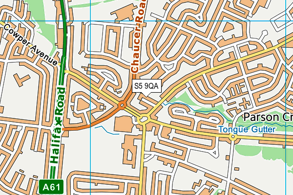 S5 9QA map - OS VectorMap District (Ordnance Survey)