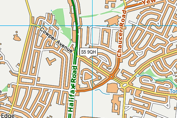 S5 9QH map - OS VectorMap District (Ordnance Survey)