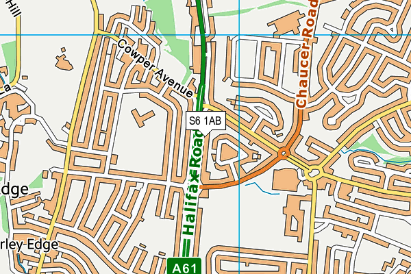 S6 1AB map - OS VectorMap District (Ordnance Survey)