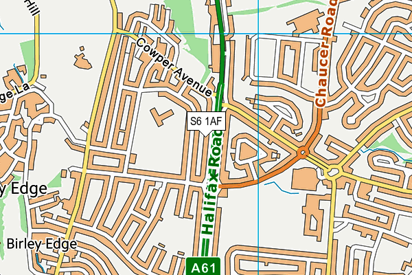 S6 1AF map - OS VectorMap District (Ordnance Survey)