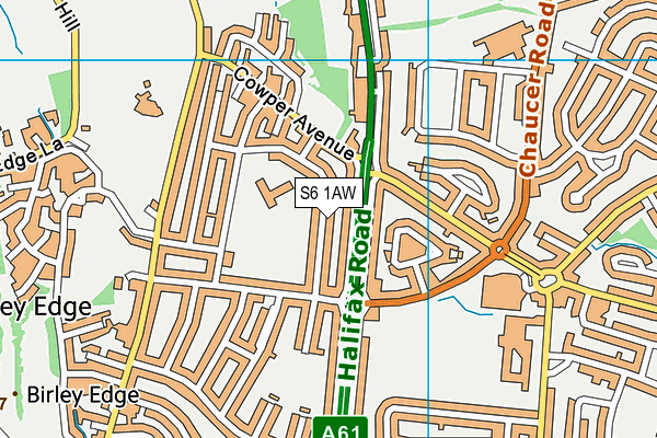 S6 1AW map - OS VectorMap District (Ordnance Survey)