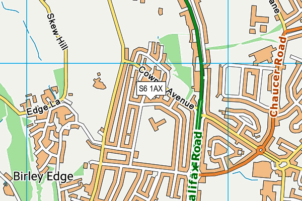 S6 1AX map - OS VectorMap District (Ordnance Survey)