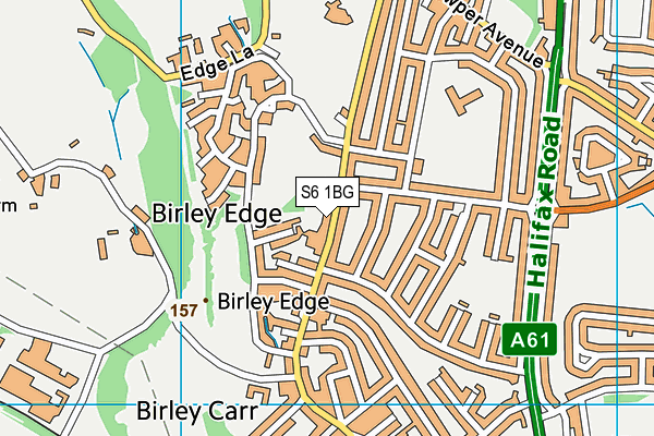 S6 1BG map - OS VectorMap District (Ordnance Survey)