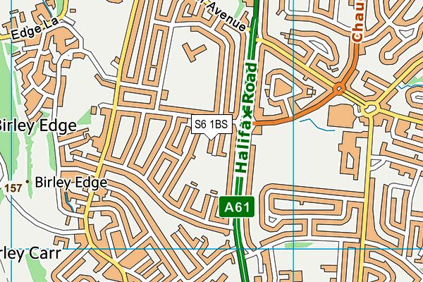 S6 1BS map - OS VectorMap District (Ordnance Survey)