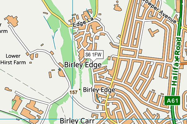 S6 1FW map - OS VectorMap District (Ordnance Survey)