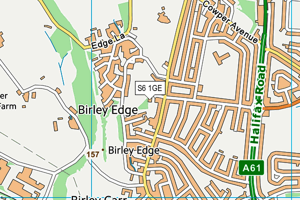 S6 1GE map - OS VectorMap District (Ordnance Survey)