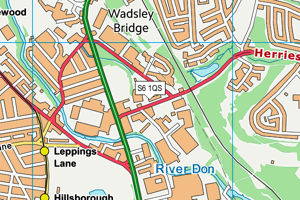 S6 1QS map - OS VectorMap District (Ordnance Survey)