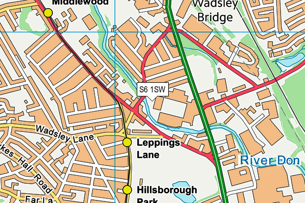 Sheffield Wednesday (Hillsborough Stadium) map (S6 1SW) - OS VectorMap District (Ordnance Survey)