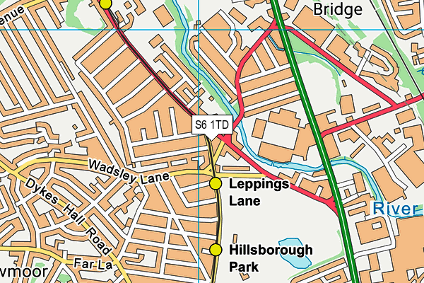 S6 1TD map - OS VectorMap District (Ordnance Survey)